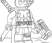Coloriage Lego Deadpool pr&ecirc;t pour le combat