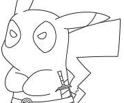 Coloriage Pikachu en mode Deadpool