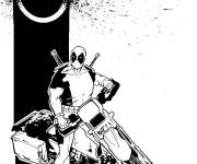 Coloriage Pose de Deadpool sur moto