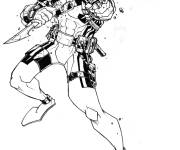 Coloriage Sc&egrave;ne de Deadpool en attaquant