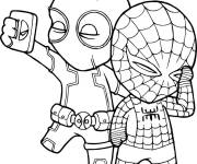 Coloriage Spider-Man et Deadpool Chibi
