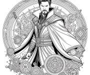 Coloriage Doctor Strange avec des artefacts mystiques