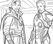 Coloriage Doctor Strange avec Iron Man dans un vaisseau spatial