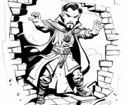 Coloriage Doctor Strange d&eacute;truit les murs