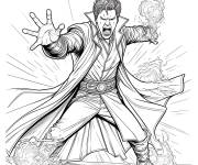 Coloriage Doctor Strange en criant pendant la bataille