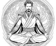 Coloriage Doctor Strange en m&eacute;ditation
