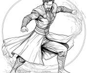 Coloriage Doctor Strange en position de combat