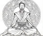 Coloriage Doctor Strange en position de m&eacute;ditation