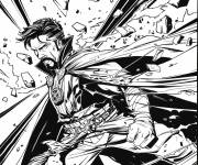 Coloriage Doctor Strange en sc&egrave;ne de bataille destructive