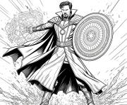 Coloriage Doctor Strange portant son bouclier pour se d&eacute;fendre