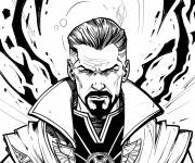 Coloriage Doctor Strange qui lance des sorts