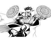Coloriage Doctor Strange se d&eacute;fend &agrave; l'aide des boucliers magiques