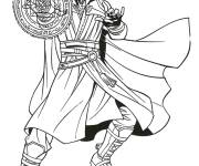 Coloriage Doctor Strange se d&eacute;fend avec son bouclier