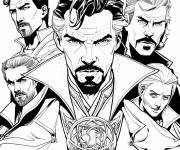 Coloriage Dr. Strange avec ses amis