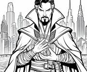 Coloriage H&eacute;ros Doctor Strange dans la ville