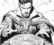 Coloriage Illustration de Docteur Strange devant la pierre du Temps