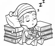 Coloriage Petit Doctor Strange en dormant sur les livres