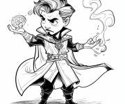 Coloriage Sc&egrave;ne Doctor Strange lance des sorts de cartoon