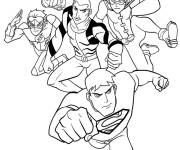 Coloriage Flash avec son &eacute;quipe des super-h&eacute;ros