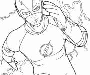 Coloriage Flash, le super-héros en courant en plein vitesse