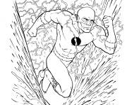 Coloriage Flash super-héros en courant dans l'eau