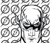 Coloriage T&ecirc;te de Flash avec son logo