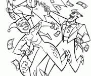 Coloriage et dessins gratuit Batman &agrave; la poursuite de Harley Quinn et Joker à imprimer