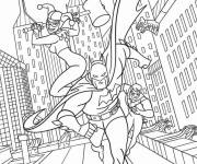 Coloriage Harley Quinn avec Batman et Robin dans la cité