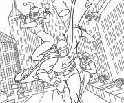 Coloriage Harley Quinn avec Batman et Robin dans la cit&eacute;