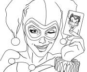 Coloriage Harley Quinn avec le carte de Joker