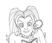 Coloriage Harley Quinn avec les yeux ouvertes de surprise