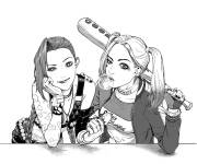 Coloriage Harley Quinn avec son amie
