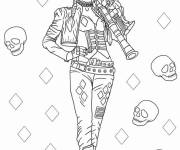 Coloriage Harley Quinn avec son arme