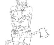Coloriage Harley Quinn avec un axe