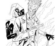 Coloriage Harley Quinn derri&egrave;re Joker