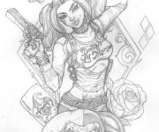 Coloriage Harley Quinn en conception