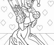 Coloriage Harley Quinn en costume de clown
