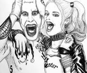 Coloriage Harley Quinn et Joker au crayon
