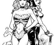 Coloriage Harley Quinn et Poison Ivy