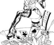 Coloriage Harley Quinn joue au Poker