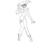 Coloriage Harley Quinn simple en costume de clown