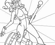 Coloriage Harley Quinn tenant son gros marteau