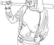 Coloriage Harley Quinn tenant un bat de Baseball