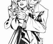 Coloriage Joker derri&egrave;re Harley Quinn du film Batman