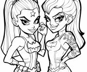 Coloriage L'équipe Poison Ivy et Harley Quinn pour adulte