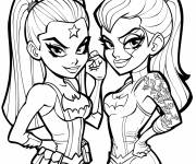 Coloriage L'&eacute;quipe Poison Ivy et Harley Quinn pour adulte