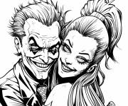 Coloriage Le regard méchant du Joker et Harley Quinn pour adulte