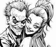 Coloriage Le regard m&eacute;chant du Joker et Harley Quinn pour adulte
