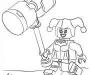 Coloriage Lego Harley Quinn avec son marteau pour enfant