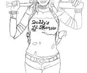 Coloriage Portrait de Harley Quinn pour filles